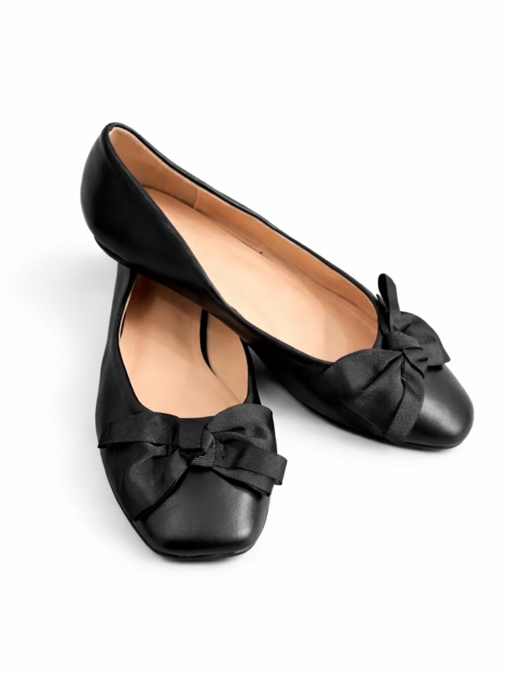Marcelle Vignon Black  Avignon Leather Ballet Flats Bow Detail EU 40.5 / US 10.5
